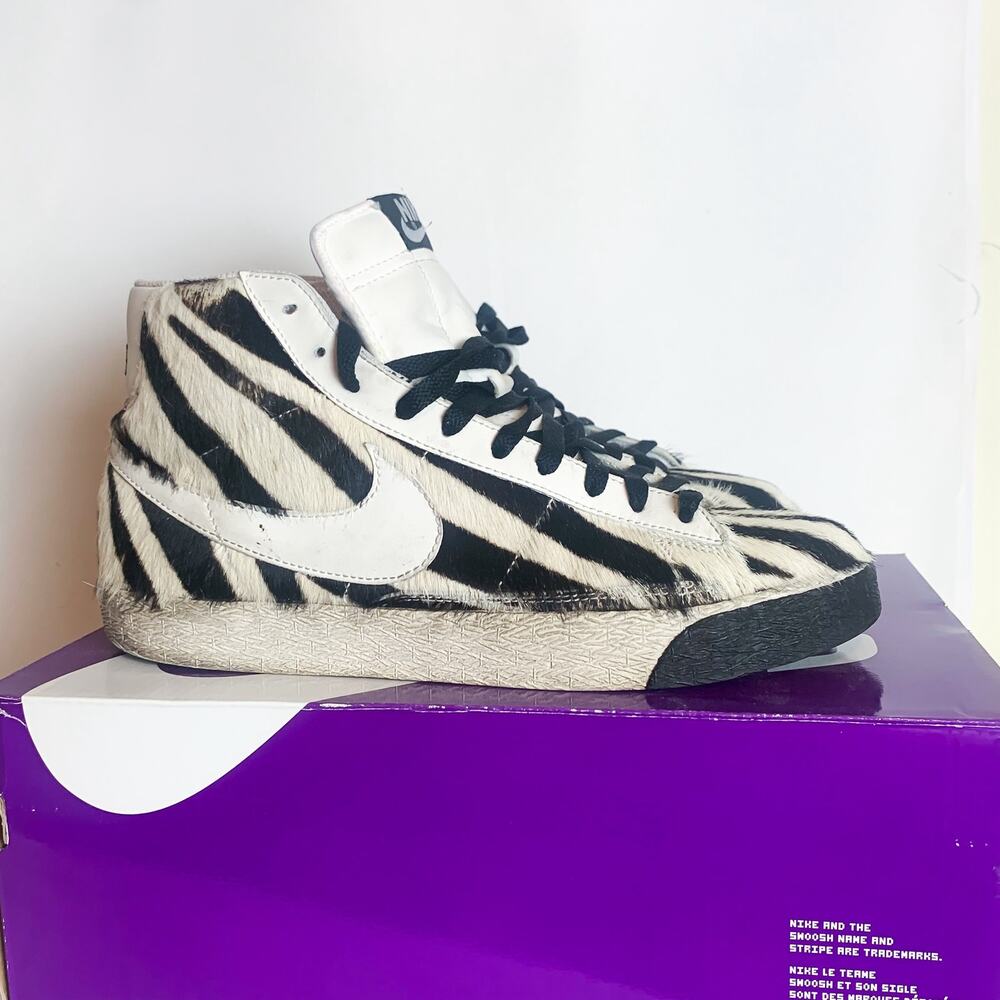 NIKE SB Blazer Mid Premium Zebra Pony Hair 2007 OG Size 9 EUC w/ Box - Picture 5 of 6